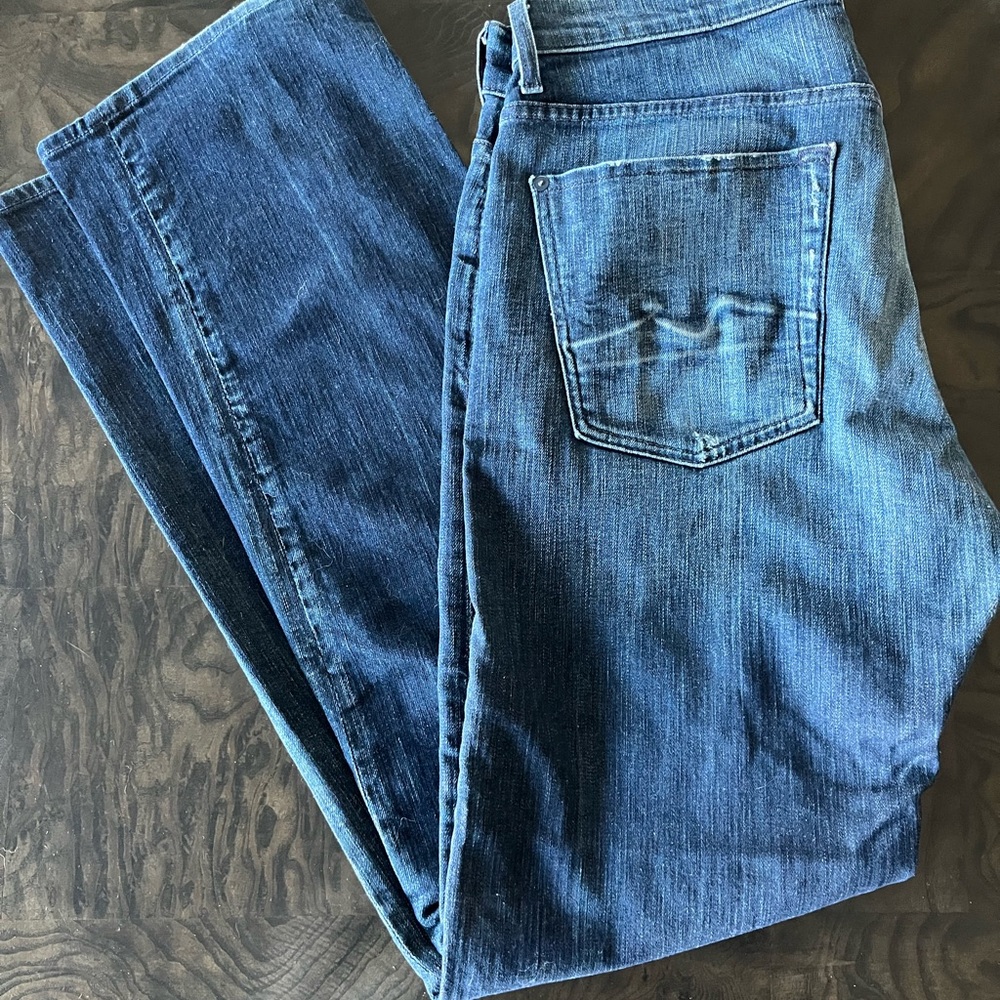 7 For All Mankind Blue and Black Denim Jeans